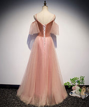 A-line Sweetheart Neck Floor-Length Velvet & Tulle Glitter Prom Dress
