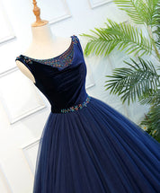 Ball Gown Scoop Neck Floor-Length Tulle & Beads Beaded Waist Prom Dress