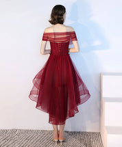 A-line Off-the-Shoulder High-Low Tulle Dress with Lace Appliqué Homecoming Dress