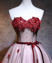 A-line Sweetheart Strapless Short Tulle Homecoming Dress with 3D Floral Appliqué