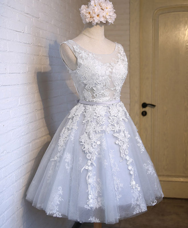A-Line Off-the-Shoulder Short/Mini Lace and Tulle Homecoming Dress