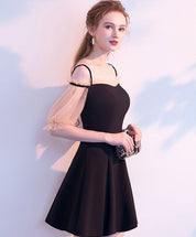 A-line Square Neck Short Tulle & Chiffon Homecoming Dress with Puff Sleeves