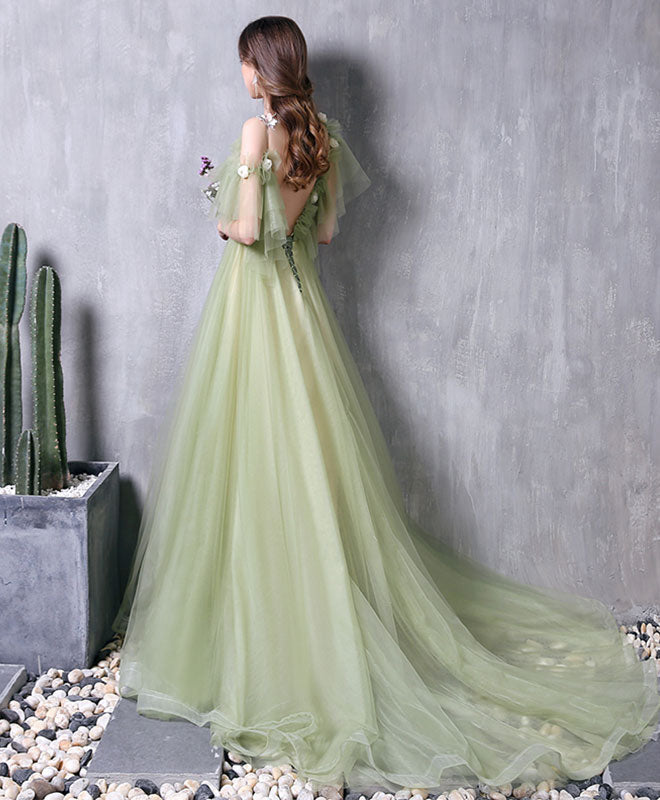A-Line Off-Shoulder Floor-Length Tulle Lace Appliqué Prom Dress