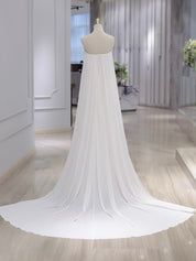 A-Line Satin White Long Prom Dress with Zipper Back