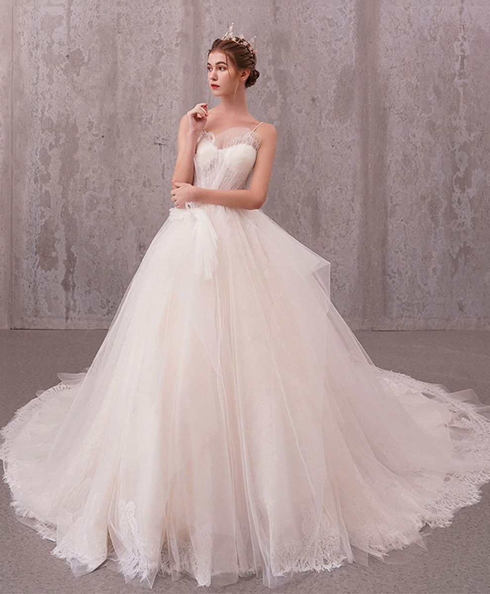 Ball Gown Ivory Sweetheart Floor-Length Tulle and Lace Prom Dress with Illusion Corset Bodice