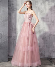 Corset-Style A-Line Floor-Length Tulle Lace Appliqué Prom Dress