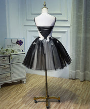 A-line Floral Embroidered Bodice Strapless Knee-Length Homecoming Dress with Lace-Up Back