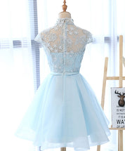 Floral Lace Illusion Neckline A-line Short/Mini Homecoming Dress