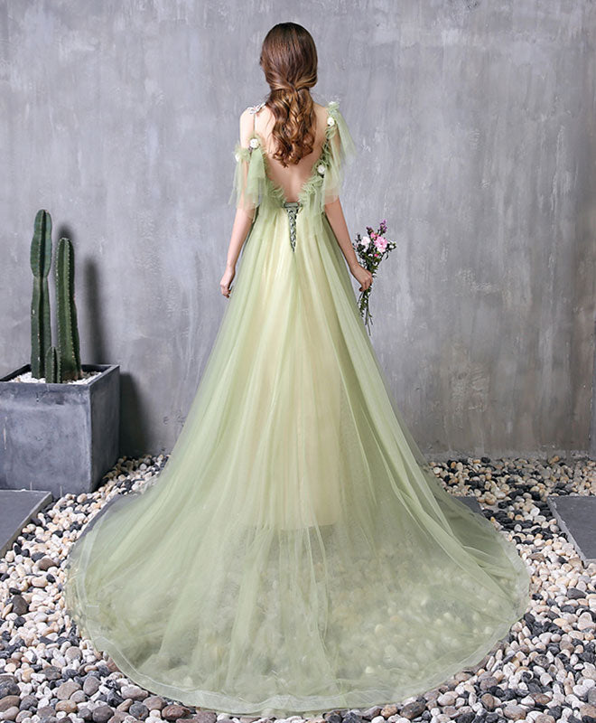 A-Line Off-Shoulder Floor-Length Tulle Lace Appliqué Prom Dress