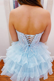 A-Line Sweetheart Neck Short/Mini Pink Tulle Homecoming Dress with Lace Corset Bodice