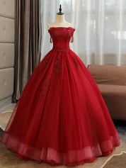 Burgundy Lace Long Prom Dresses