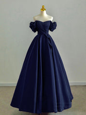 Ball Gown Off-the-Shoulder Floor-Length Satin Prom Dress