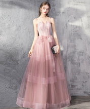 Corset-Style A-Line Floor-Length Tulle Lace Appliqué Prom Dress
