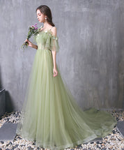 A-Line Off-Shoulder Floor-Length Tulle Lace Appliqué Prom Dress