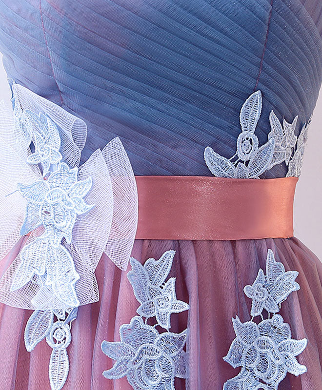 A-line Sweetheart Floor-Length Tulle & Lace Prom Dress with Lace-Up Back