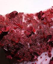 A-line Off-the-Shoulder Floor-Length Tulle & Lace Prom Dress with 3D Floral Appliqué