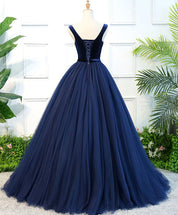 Ball Gown Scoop Neck Floor-Length Tulle & Beads Beaded Waist Prom Dress