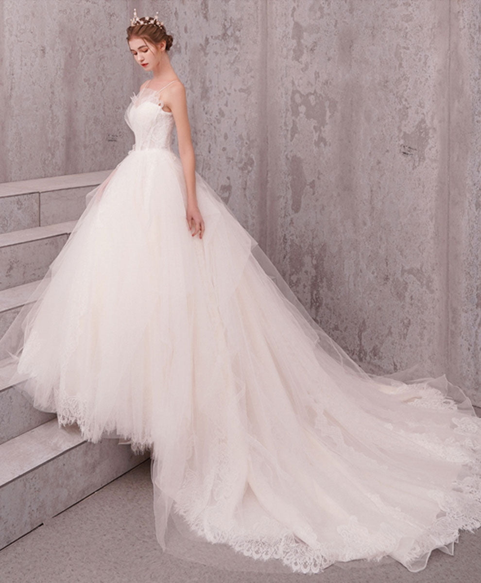 Ball Gown Ivory Sweetheart Floor-Length Tulle and Lace Prom Dress with Illusion Corset Bodice