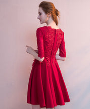 3/4 Sleeve Lace A-line Short/Mini Homecoming Dress with Embroidered Bodice