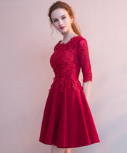 3/4 Sleeve Lace A-line Short/Mini Homecoming Dress with Embroidered Bodice