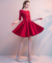 3/4 Sleeve Lace A-line Short/Mini Homecoming Dress with Embroidered Bodice