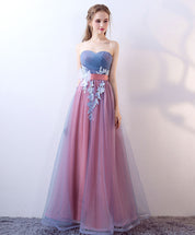 A-line Sweetheart Floor-Length Tulle & Lace Prom Dress with Lace-Up Back