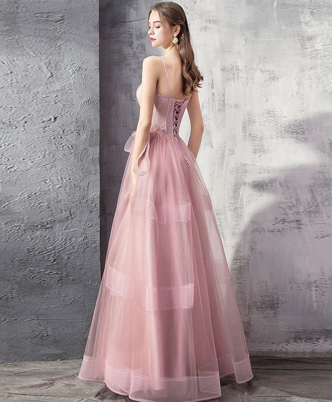 Corset-Style A-Line Floor-Length Tulle Lace Appliqué Prom Dress