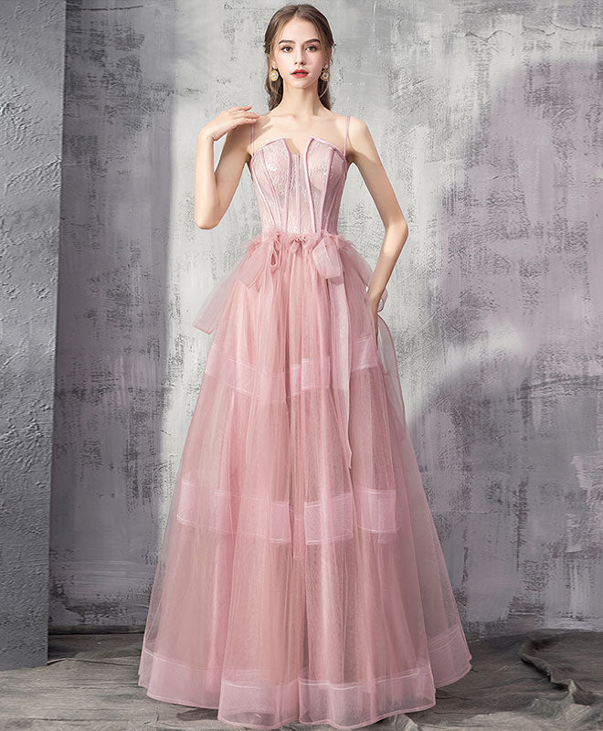 Corset-Style A-Line Floor-Length Tulle Lace Appliqué Prom Dress
