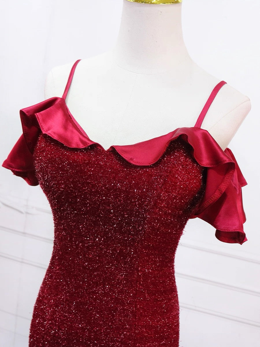 Mermaid V-Neck Burgundy Long Prom Dress | Elegant Burgundy Formal Gown