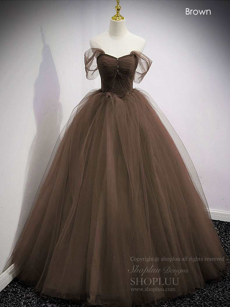 Ball Gown Sweetheart Floor-Length Tulle Prom Dress with Beaded Corset Bodice