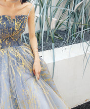 A-Line A line Tulle Lace Long Prom Dress, Tulle Formal Graduation Dress