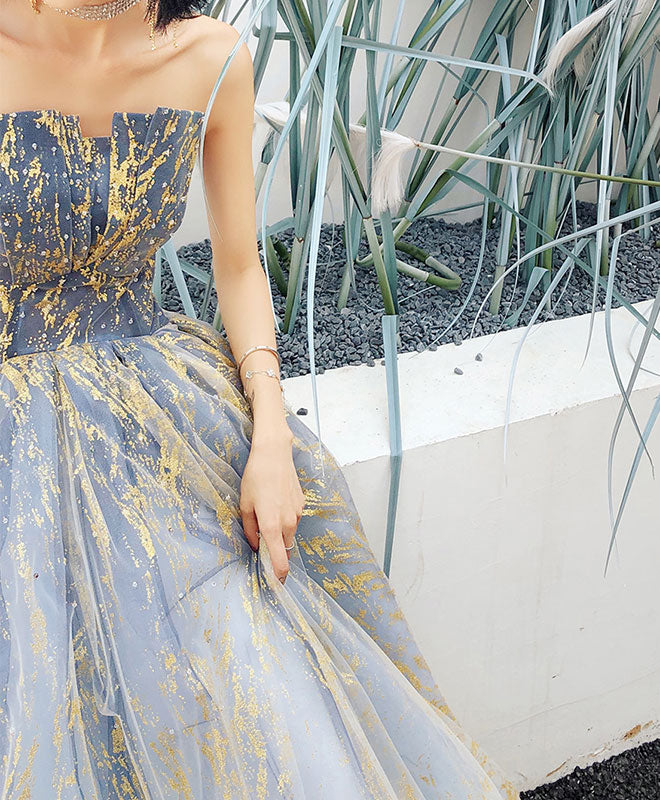 A-Line A line Tulle Lace Long Prom Dress, Tulle Formal Graduation Dress