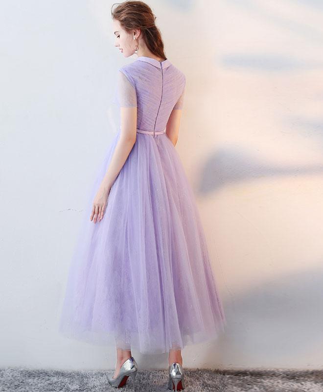 A-Line Peter Pan Collar Floor-Length Tulle Lace Homecoming Dress with Soft Pleated Bodice