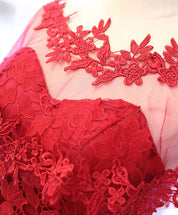 A-line Off-the-Shoulder Lace Appliqué High-Low Tulle Homecoming Dress With Illusion Neckline