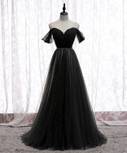 A-Line Off-the-Shoulder Floor-Length Tulle Prom Dress with Sweetheart Bodice