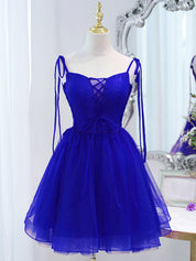 A-Line Sweetheart Short Red Tulle Homecoming Dress with Lace Bodice