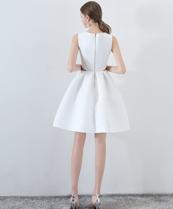 A-line High Neck Short Satin Homecoming Dress with Cutout Detail