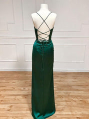 Green Sweetheart Neck Satin Long Prom Dress