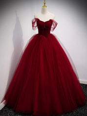 Ball Gown Sweetheart Floor-Length Tulle Prom Dress with Beaded Corset Bodice