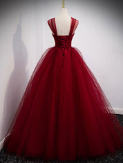 Ball Gown Sweetheart Floor-Length Tulle Prom Dress with Beaded Corset Bodice