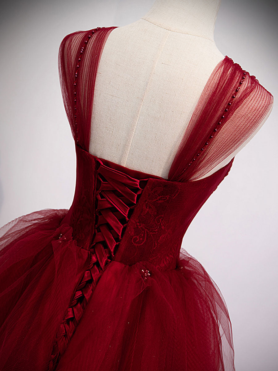 Ball Gown Sweetheart Floor-Length Tulle Prom Dress with Beaded Corset Bodice