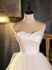 Ivory A-Line Sweetheart Short Tulle Homecoming Dress with Wrapped Bodice