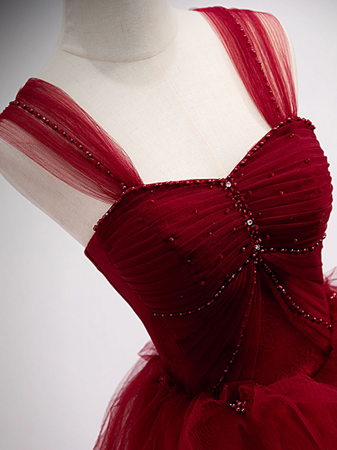 Ball Gown Sweetheart Floor-Length Tulle Prom Dress with Beaded Corset Bodice