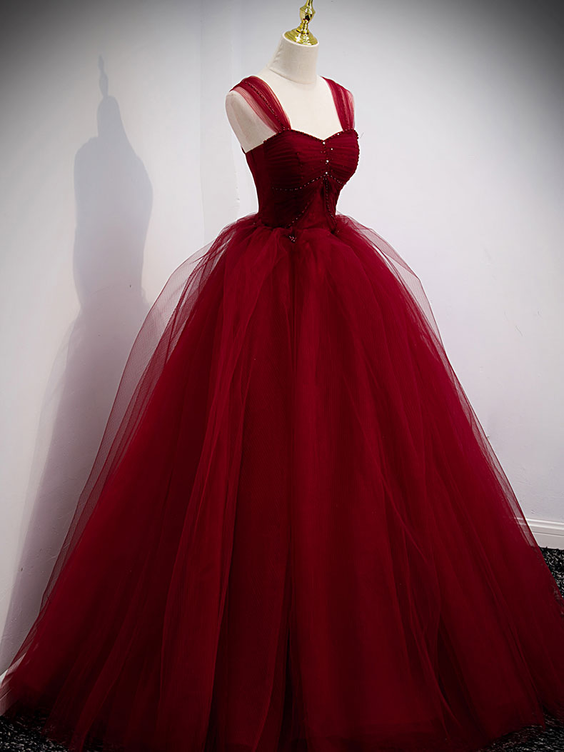Ball Gown Sweetheart Floor-Length Tulle Prom Dress with Beaded Corset Bodice