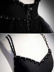 Black Formal Graduation Dress with Beading