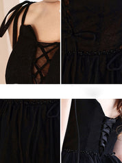 Black A-Line Sweetheart Neck Knee-Length Tulle Homecoming Dress with Sheer Lace-Up Bodice