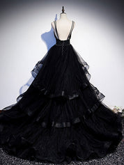 Black Formal Graduation Dress with Beading
