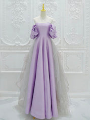 purple long prom dress