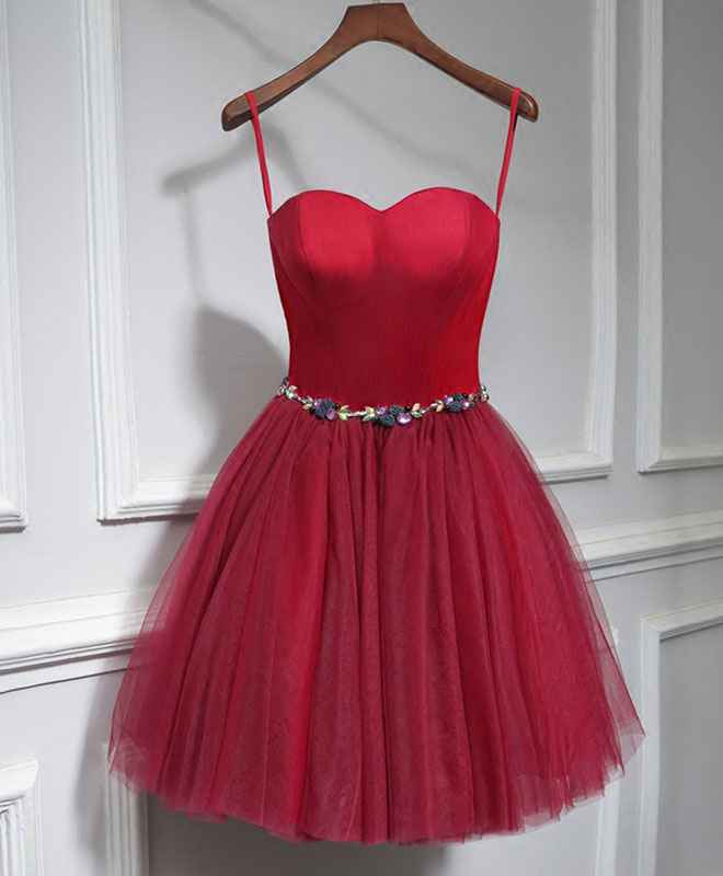 A-line Sweetheart Knee-Length Tulle Homecoming Dress with Lace-Up Back