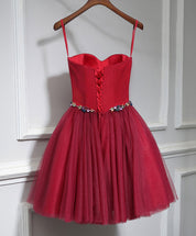 A-line Sweetheart Knee-Length Tulle Homecoming Dress with Lace-Up Back